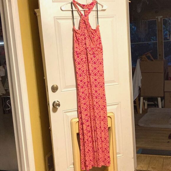 LAUNDRY by SHELLI SEGAL Printed Mediterranean Maxi Halter Dress Womens Medium - Picture 6 of 13